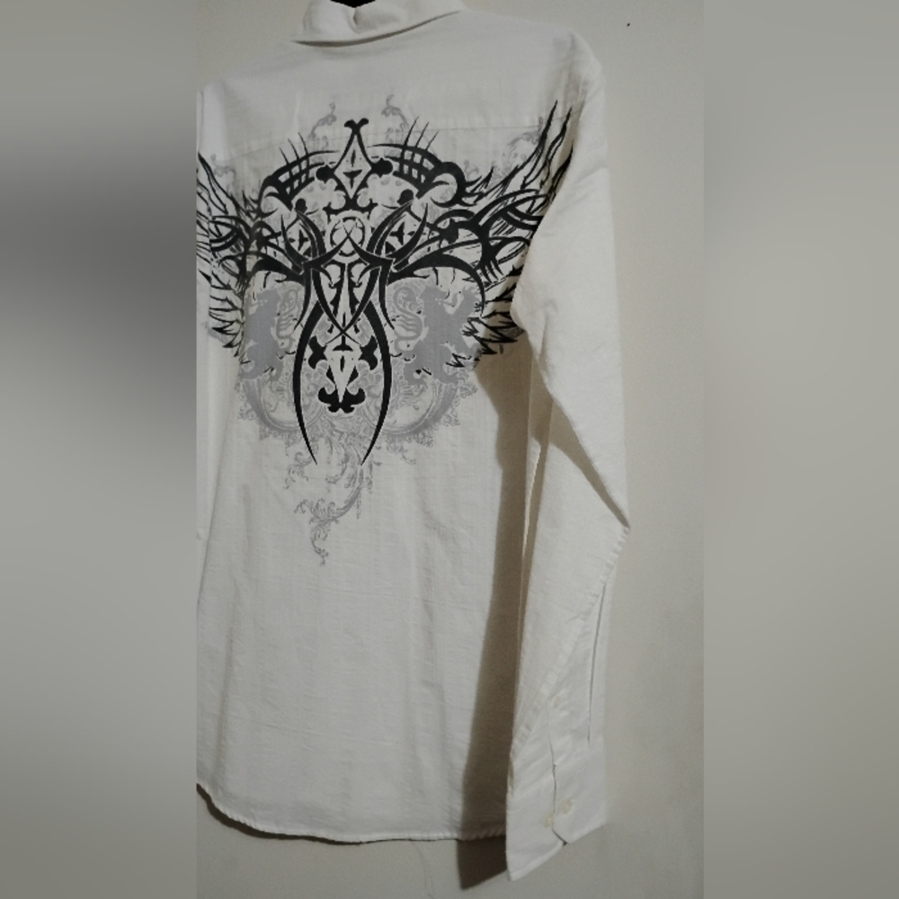 HELIX Button Shirt Mens Goth Streetwear Grunge Y2K Hip Hop Tribal - Picture 13 of 16